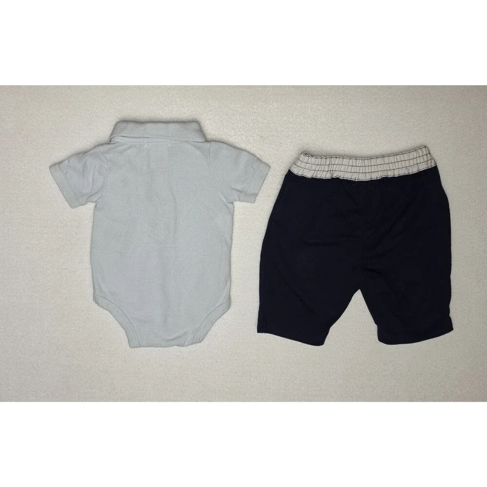 Ralph Lauren Polo Short Sleeve Bodysuit Navy Pants 2 PC Outfit Baby SZ 3 Months